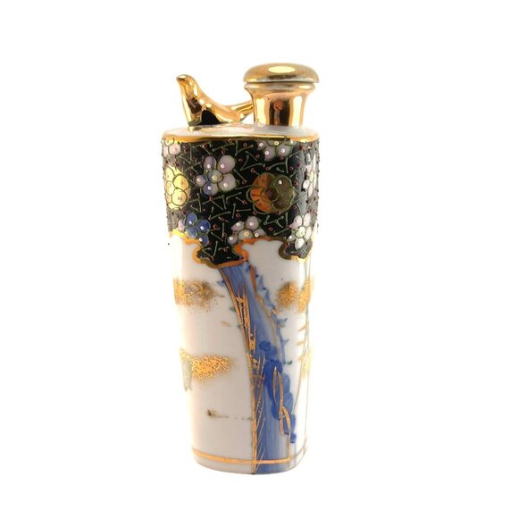 Kutani Ware Antique Tokkuri Sake Bottle Japanese Sake Bottle Bud Vase Singing Go - Picture 3 of 9